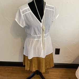 White sexy Peplum button detailed blouse